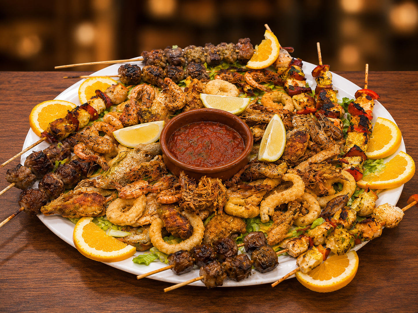 Plato calamar y gambas