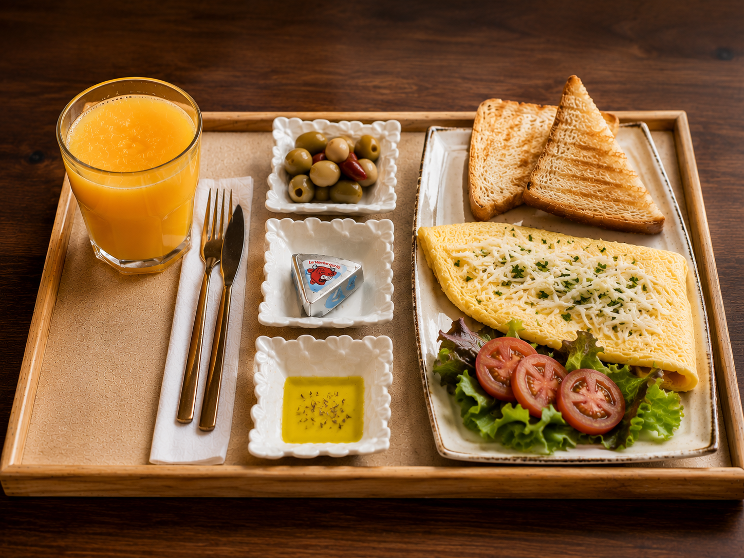 Tortilla francesa con queso